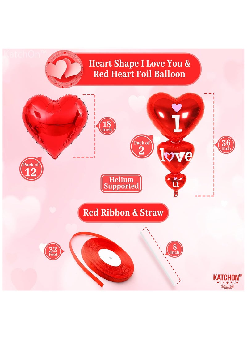 KATCHON Red Heart Shape Balloons Pack of 14 For Party Decoration For Valentines Day Decorations  - Image 2