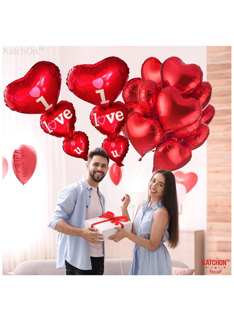 KATCHON Red Heart Shape Balloons Pack of 14 For Party Decoration For Valentines Day Decorations  - Image 3