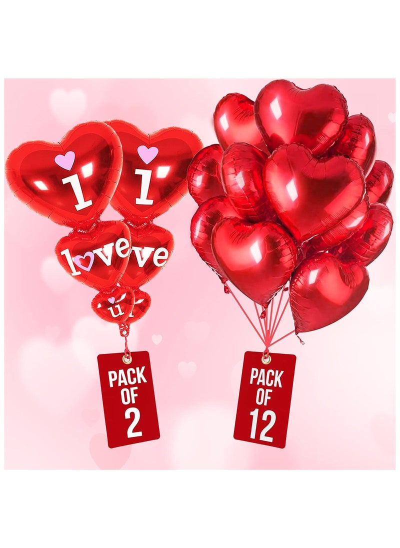 KATCHON Red Heart Shape Balloons Pack of 14 For Party Decoration For Valentines Day Decorations  - Image 4