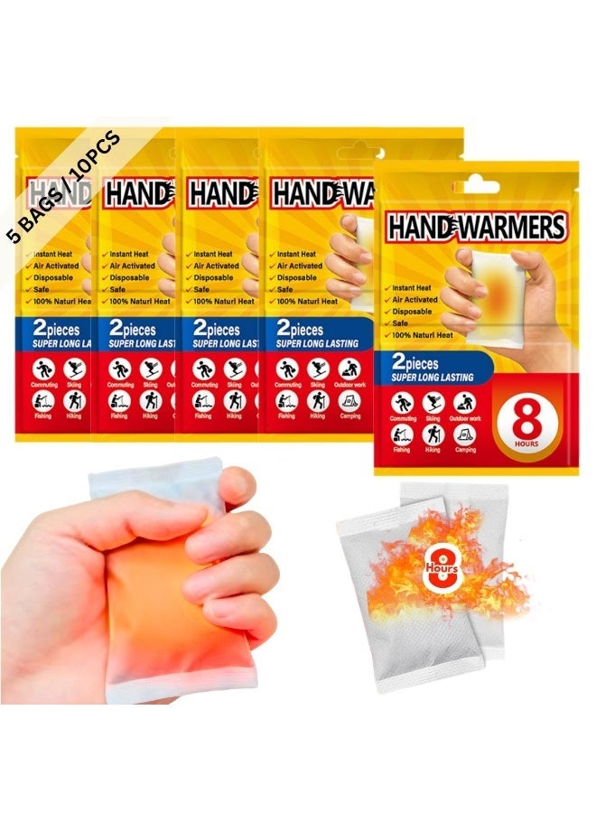 لصقات تدفئة الجسم - تدفئة اليدين والقدمين الآمنة والطبيعية حتى 8 ساعات - عديمة الرائحة ومنشطة بالهواء للحصول على دفء طويل الأمد - حزمة قيمة للرياضات الشتوية والعمل في الهواء الطلق - 10 قطع - Image 1