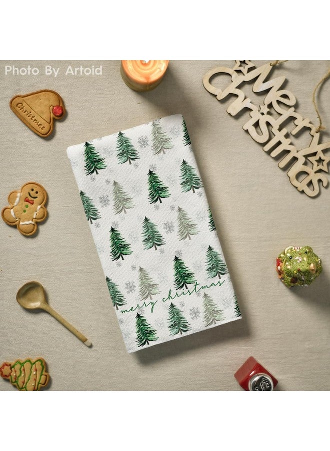 Artoid Mode Xmas Tree Merry Christmas Kitchen Towels Dish Towels, 18x26 Inch Holiday Snowflakes Winter Decoration Hand Towels Set of 2 - Image 4