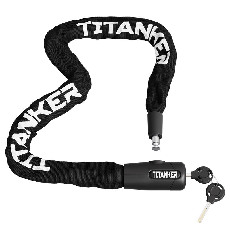 Titanker Bike Chain Lock with Key, 3.3 Feet Heavy Duty Anti-Theft Bike Lock Chain Security Bicycle Chain Locks for Bike, Motorcycle, Bicycle, Door, Gate, Fence, Grill (8mm Thick Chain, Black) - Image 1