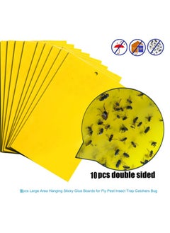 HOMESTAR 10 Pcs Yellow Sticky Fly Paper Stickers, Sticky Fly Catchers Dual Side, Waterproof, for Insect Against Fungus Gnats, Whiteflies, Aphids, Leafminers, Etc  - Image 2