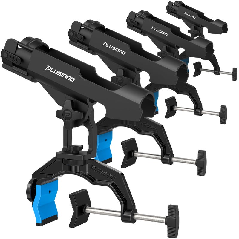 PLUSINNO 4 Pack Boat Fishing Rod Holder Double V Design Fit Round Square Tubes Innovative Clamp Fishing Gifts for Men - Image 1