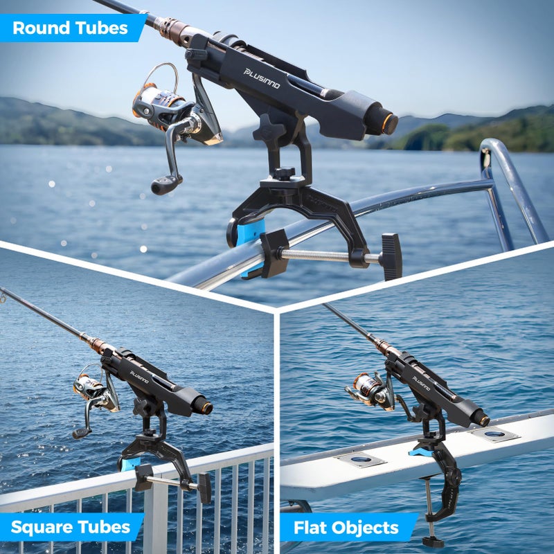PLUSINNO 4 Pack Boat Fishing Rod Holder Double V Design Fit Round Square Tubes Innovative Clamp Fishing Gifts for Men - Image 3