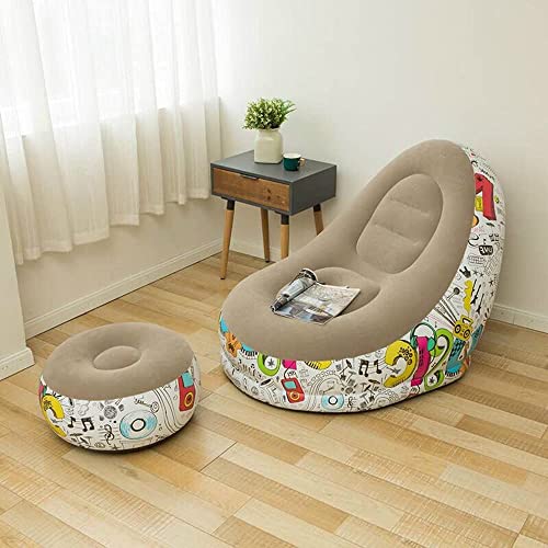 Whitecloud TRANSFORMING HOMES® Inflatable Air Chair with Footrest Stool Furniture (A 82004) (116x98x83cm) (Brown Cedar) - Image 2