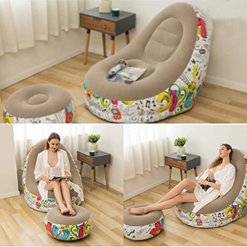 Whitecloud TRANSFORMING HOMES® Inflatable Air Chair with Footrest Stool Furniture (A 82004) (116x98x83cm) (Brown Cedar) - Image 4