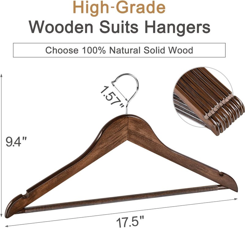 DEEP SLEEP Every Night Deep Sleep Wooden Hangers |Dark Brown Wood Clothes Hangers with Notches| Non-Slip Shirt & Suit Hangers for Coats, Jackets, Dresses & Pants | Vintage Finish| Pack of 24 - Image 3