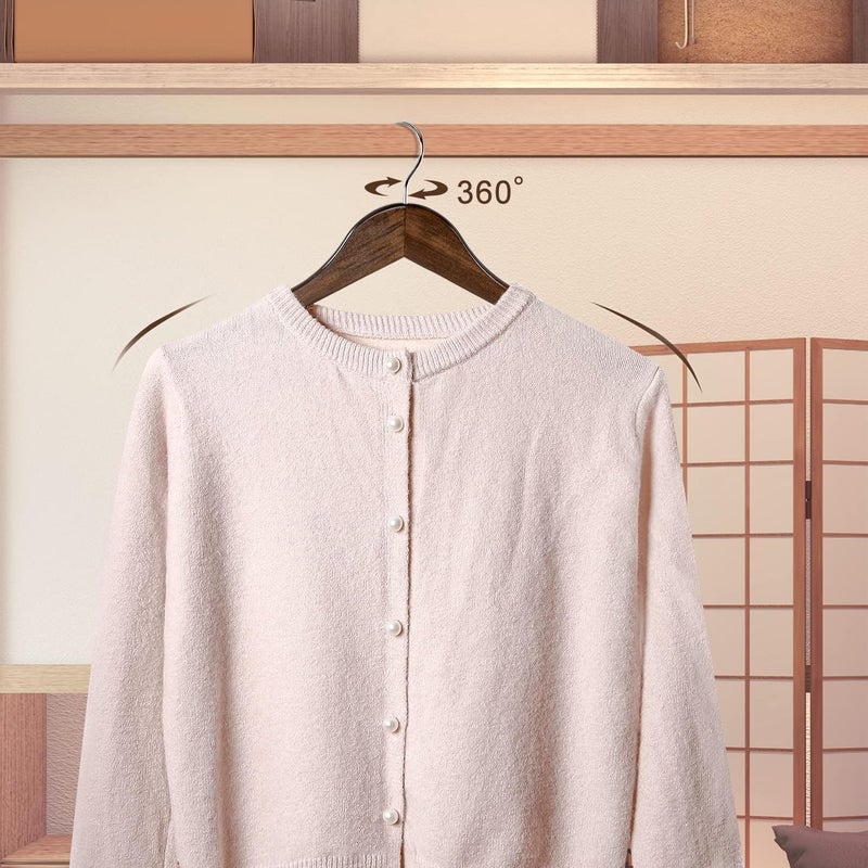 DEEP SLEEP Every Night Deep Sleep Wooden Hangers |Dark Brown Wood Clothes Hangers with Notches| Non-Slip Shirt & Suit Hangers for Coats, Jackets, Dresses & Pants | Vintage Finish| Pack of 24 - Image 4