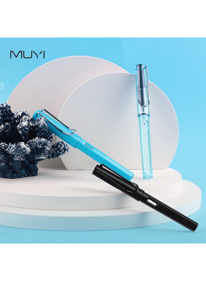 N9 Fountain Pen, Third Grade Fountain Pen For Elementary School Students, Beginner's Writing Practice Posture-correcting Fountain Pen, Coral Series - Lake Blue - Image 1