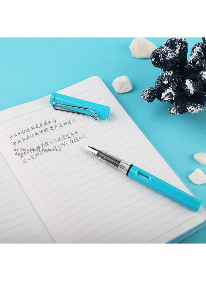 N9 Fountain Pen, Third Grade Fountain Pen For Elementary School Students, Beginner's Writing Practice Posture-correcting Fountain Pen, Coral Series - Lake Blue - Image 2