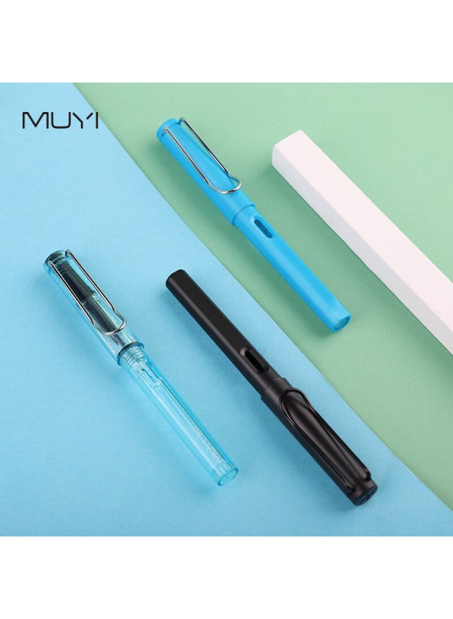 N9 Fountain Pen, Third Grade Fountain Pen For Elementary School Students, Beginner's Writing Practice Posture-correcting Fountain Pen, Coral Series - Lake Blue - Image 3