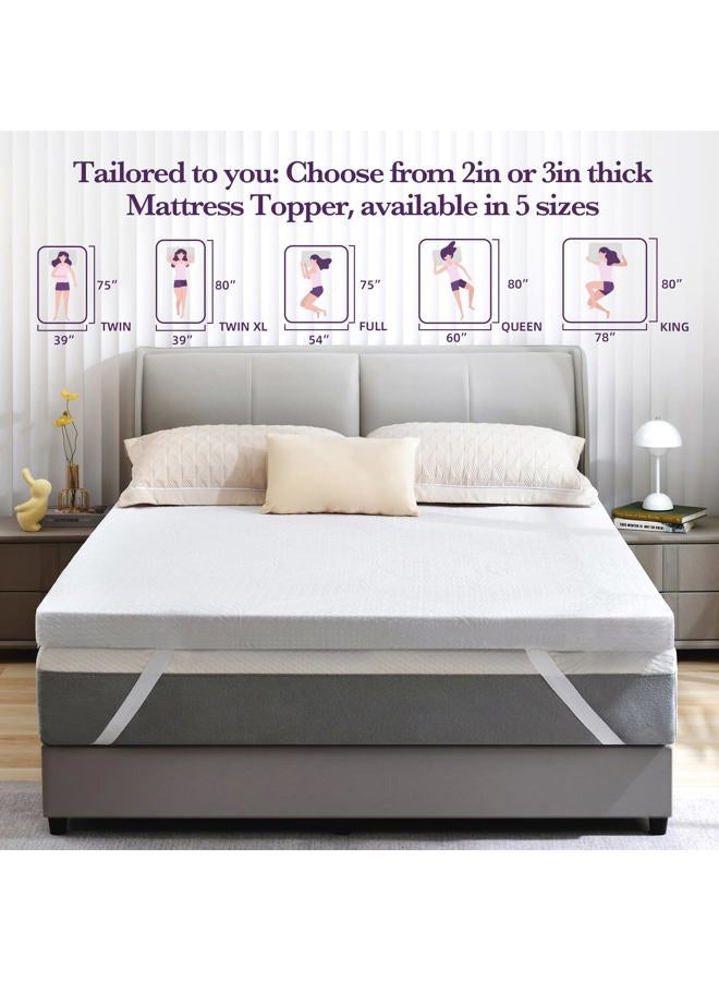 SINWEEK 3 Inch Gel Memory Foam Mattress Topper with Cooling Cover Ventilated Soft Mattress Pad, Bed Topper, CertiPUR-US Certified, King Size - Image 3