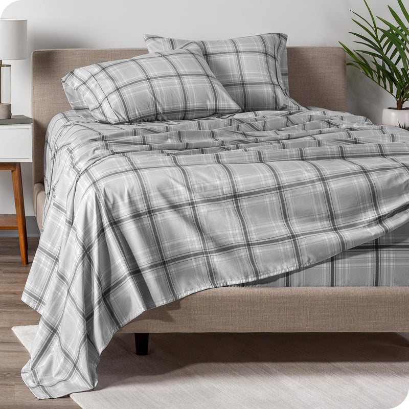 Bare Home Full Sheet Set  Luxury 1800 UltraSoft Microfiber Double Brushed  Deep Pockets  Easy Fit  4 Piece Set  Bedding Sheets  Pillowcases Full Tartan Plaid