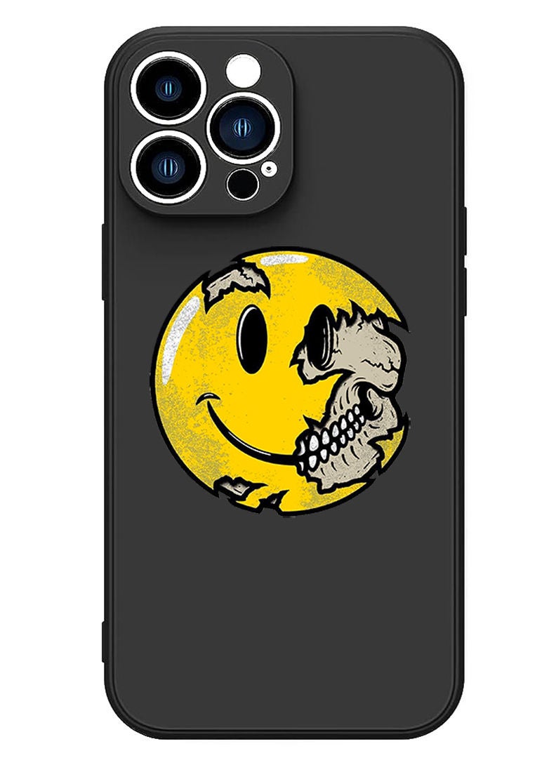 Theodor Protective Slim Fit Case Liquid Silicone Cover with Full Body Protection Anti-Scratch Shockproof Case For iPhone 12 Pro Max Black  - Smiley copy - Image 1