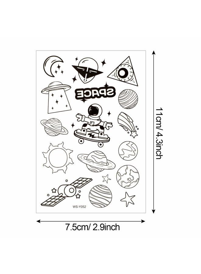 Konsait 140pcs Glow in The Dark Space Temporary Tattoo for Kids,Luminous Solar System Universe Outer Space UFO Temporary Tattoos for Boys Girls Stockings Stuffers Goody Filler Birthday Party Favor  - Image 2