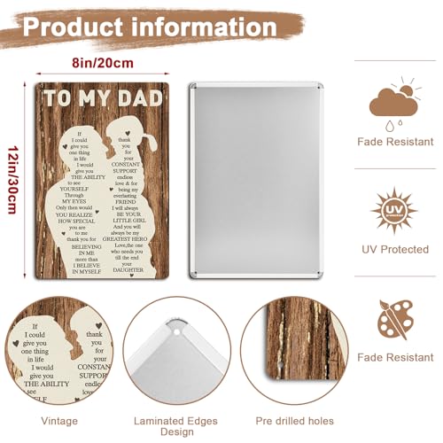Donse Gifts for Dad from Daughter Wife,12x8Inch Metal Tin Sign Novelty Vintage Plaque Decorative Gifts for Dad Husband,Meaningful Christmas Anniversary Birthday Father's Day Presents for Daddy Stepfather - Image 3