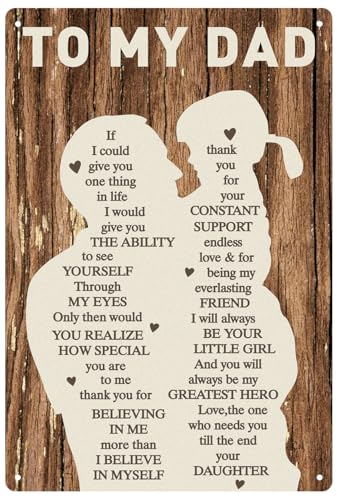 Donse Gifts for Dad from Daughter Wife,12x8Inch Metal Tin Sign Novelty Vintage Plaque Decorative Gifts for Dad Husband,Meaningful Christmas Anniversary Birthday Father's Day Presents for Daddy Stepfather - Image 1