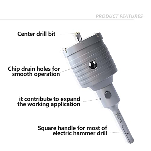 GSTK 10pcs Concrete Hole Saw Set （30mm 40mm 50mm 65mm） with SDS Plus Shank Connecting Rod and 5pcs Dust Catchers, Concrete Hole Saw Kit for Concrete|Cement|Brick Stone|Wall. - Image 4