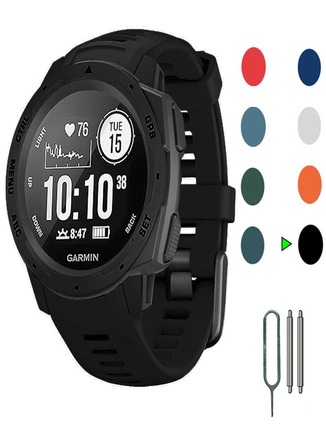 EXMRAT for Garmin Instinct Watch Band, Replacement Silicone Watch Strap for Garmin Instinct Solar/Tactical/Esports/Instinct Tide (Black) - Image 1