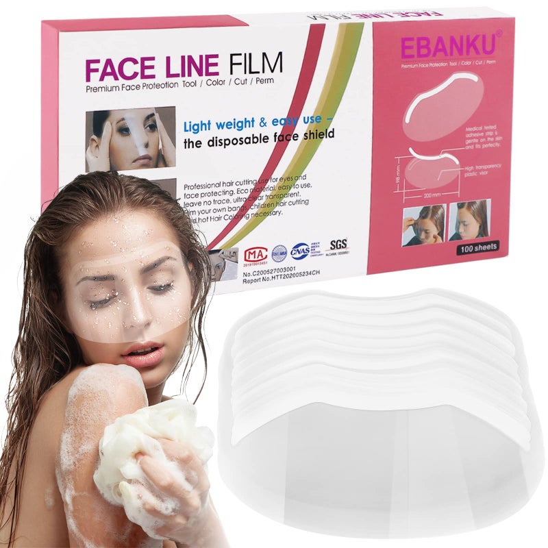 EBANKU 100 قطعة واقي دش للمايكروبليدنج، واقيات حواجب مطورة، نظارات دش لتغطية الوجه، واقي دش للبالغين، مستلزمات صالون الشعر ورعاية ما بعد جراحة العين - Image 1