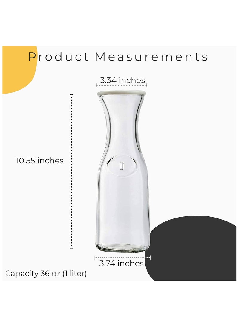 Home zone Set of 3 Glass Water Pitcher Drink Dispensers for Parties Tea and Juice with Plastic Lids Dishwasher Safe 1 Litre (Random Colour Lids) - Image 2