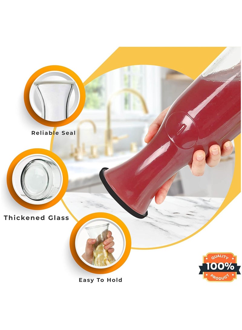 Home zone Set of 3 Glass Water Pitcher Drink Dispensers for Parties Tea and Juice with Plastic Lids Dishwasher Safe 1 Litre (Random Colour Lids) - Image 5
