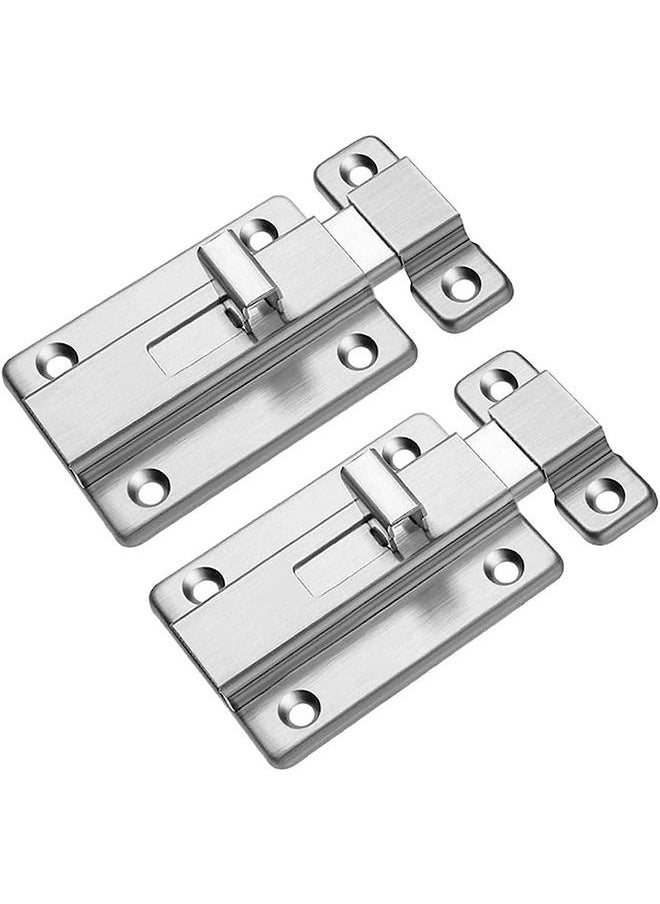 Generic Sliding Latch Lock 2pcs Stainless Steel Latch Sliding Door Lock Door Bolt with Screw Bolt Lock for Doors Windows 2 inches  - Image 1