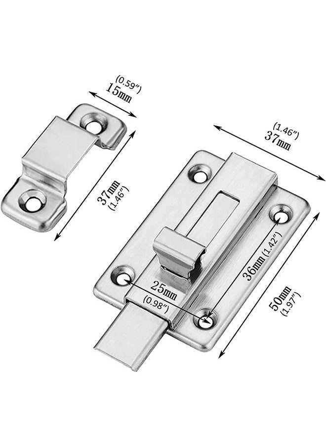 Generic Sliding Latch Lock 2pcs Stainless Steel Latch Sliding Door Lock Door Bolt with Screw Bolt Lock for Doors Windows 2 inches  - Image 2