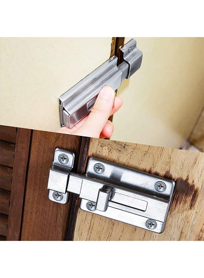 Sliding Latch Lock 2pcs Stainless Steel Latch Sliding Door Lock Door Bolt with Screw Bolt Lock for Doors Windows 2 inches