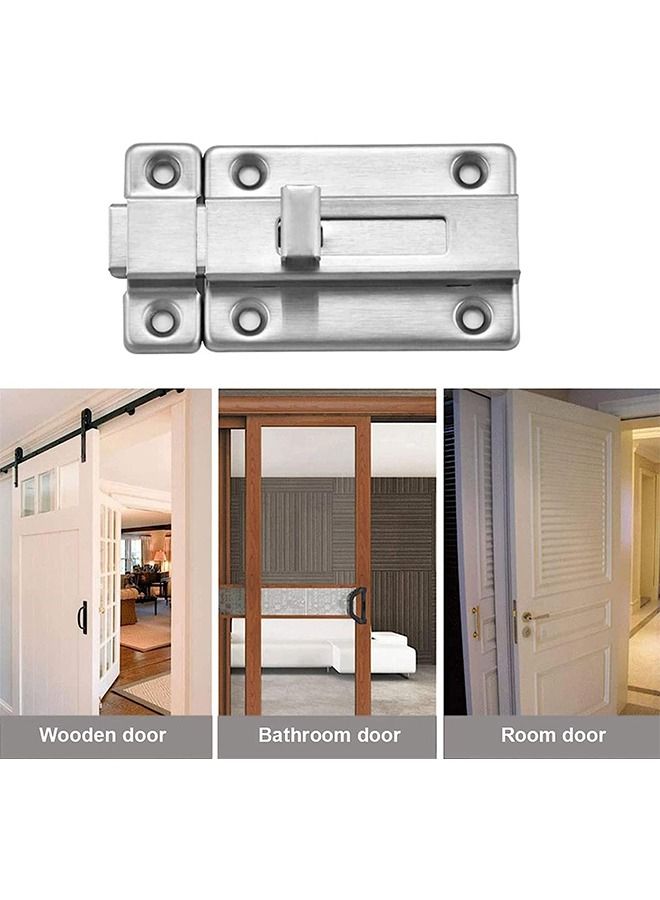 Sliding Latch Lock 2pcs Stainless Steel Latch Sliding Door Lock Door Bolt with Screw Bolt Lock for Doors Windows 2 inches