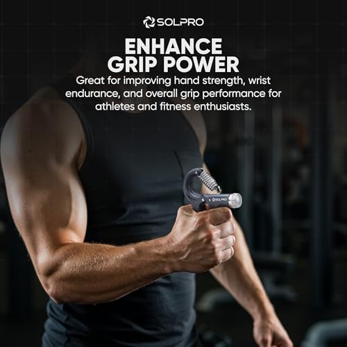SOLPRO Velgrip Adjustable Hand Grip Strengthener with Mechanical Counter for Men & Women | Adjustable 5 to 60 kg Resistance | Forearm, Wrist & Finger Strengthener | Home, Gym Workouts, ‎Black/Grey - Image 4