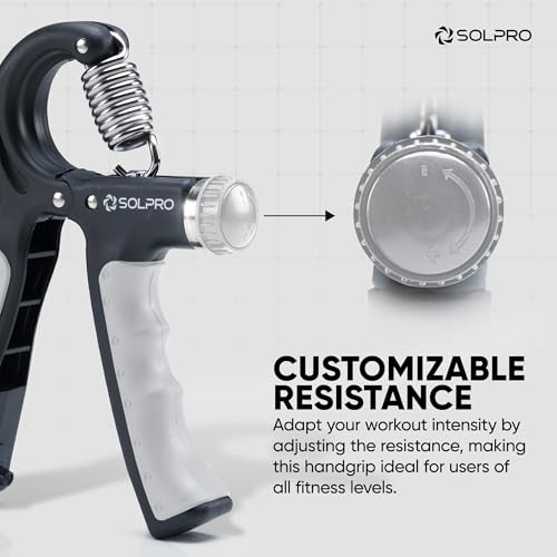 SOLPRO Velgrip Adjustable Hand Grip Strengthener with Mechanical Counter for Men & Women | Adjustable 5 to 60 kg Resistance | Forearm, Wrist & Finger Strengthener | Home, Gym Workouts, ‎Black/Grey - Image 2