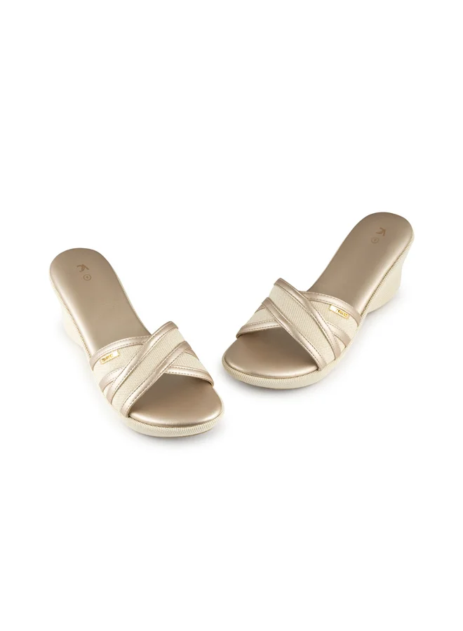 Vincci Gold Women One Strap Wedge Sandals for Women | Best Price UAE