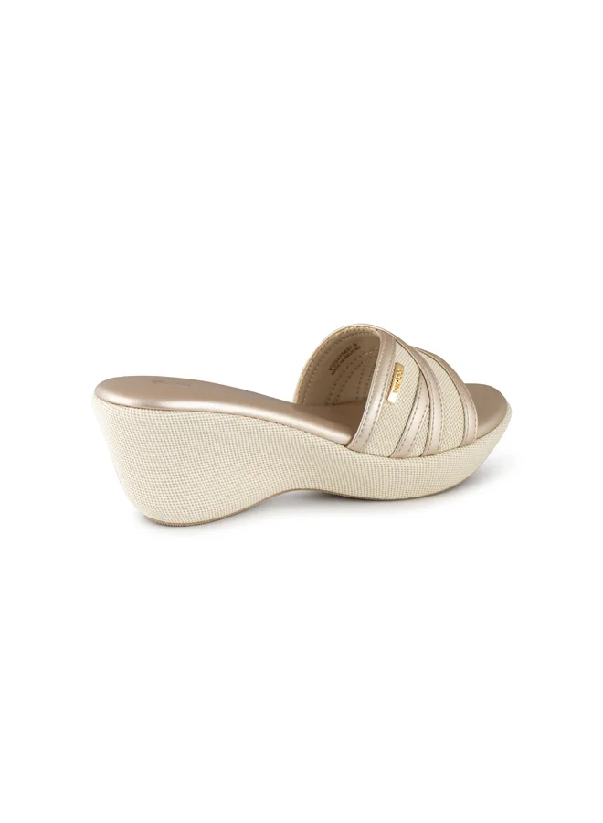 Vincci Gold Women One Strap Wedge Sandals for Women | Best Price UAE