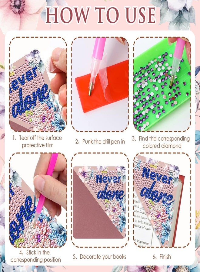 INCOK Christian Diamond Painting Bookmarks - 8 Pcs Bible Verse Triangle Diamond Art Corner Bookmarks Kits Inspirational Flower Religious DIY Bookmarks for Reading Lover Beginner Adults Crafts Kit Gift - Image 4