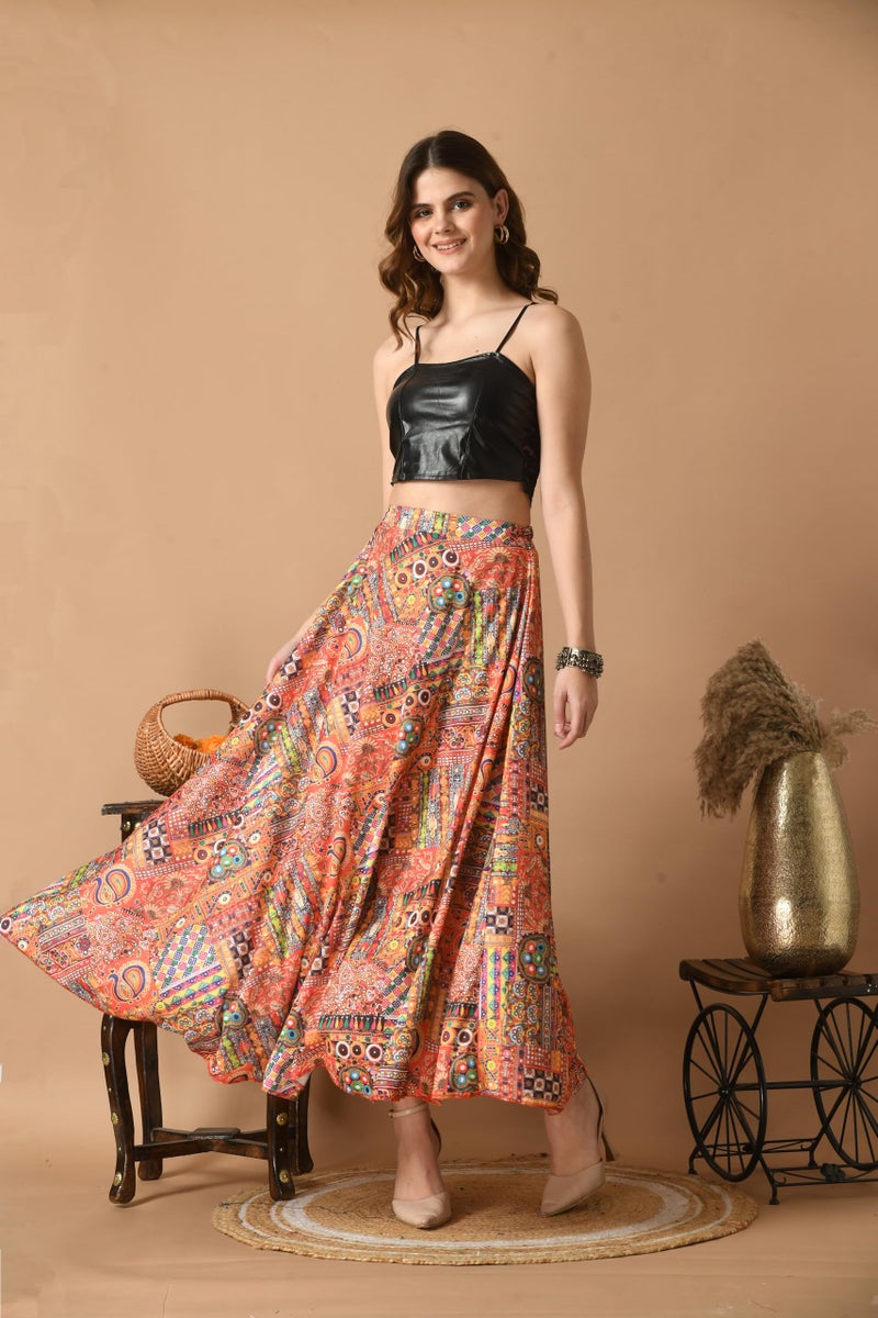VAGISHA Designer Lehanga Style Full Flared Printed Skirts for Women's/Girls/Ladies (XXXL, Jaipuri Print) - Image 3
