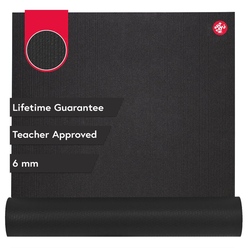 Manduka حصيرة يوغا ماندوكا برو - للنساء والرجال، غير قابلة للانزلاق، وسادة لدعم المفاصل والثبات، سميكة 6 مم، 71 بوصة (180 سم)، سوداء - Image 1