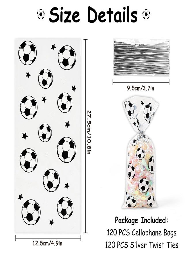 NEPOG Soccer Cellophane Treat Bags, 120 Pieces Soccer Goodie Bags Football Treat Bags Party Favors Clear Candy Cello Bags with Sliver Twist Ties for Soccer Birthday Party Favors Supplies - Image 2