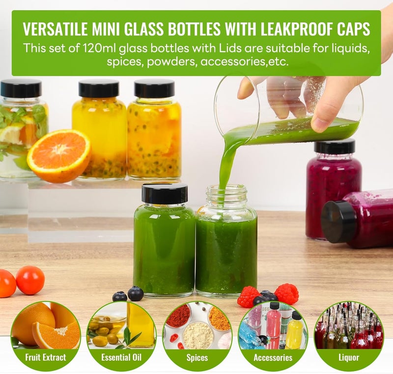 Alotpower 4oz Ginger Shots Bottles 16Pack- Portable Leakproof 4 oz Glass Jars with Lids- Glass Juice Shot Bottles with Caps for Wellness Shot(4 fl. oz, Set of 16) - Image 5
