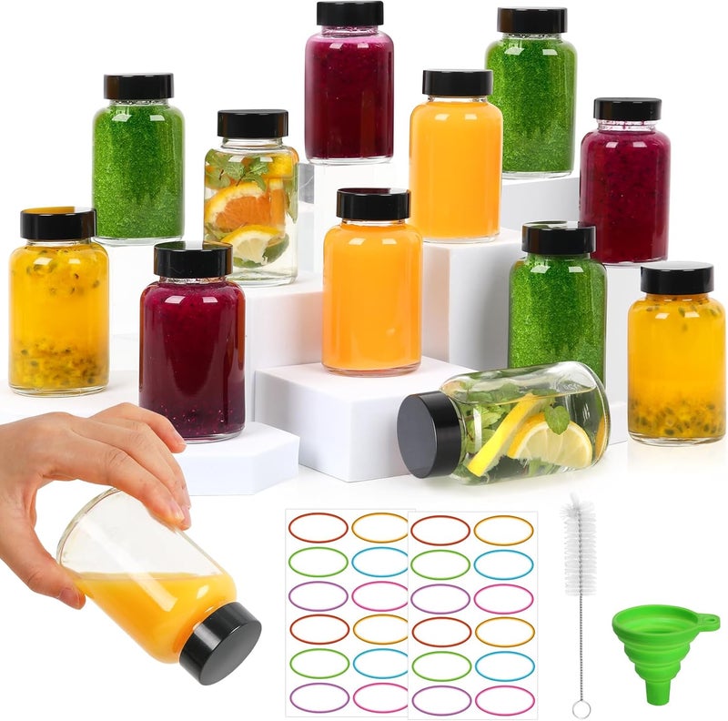 Alotpower 4oz Ginger Shots Bottles 16Pack- Portable Leakproof 4 oz Glass Jars with Lids- Glass Juice Shot Bottles with Caps for Wellness Shot(4 fl. oz, Set of 16) - Image 1