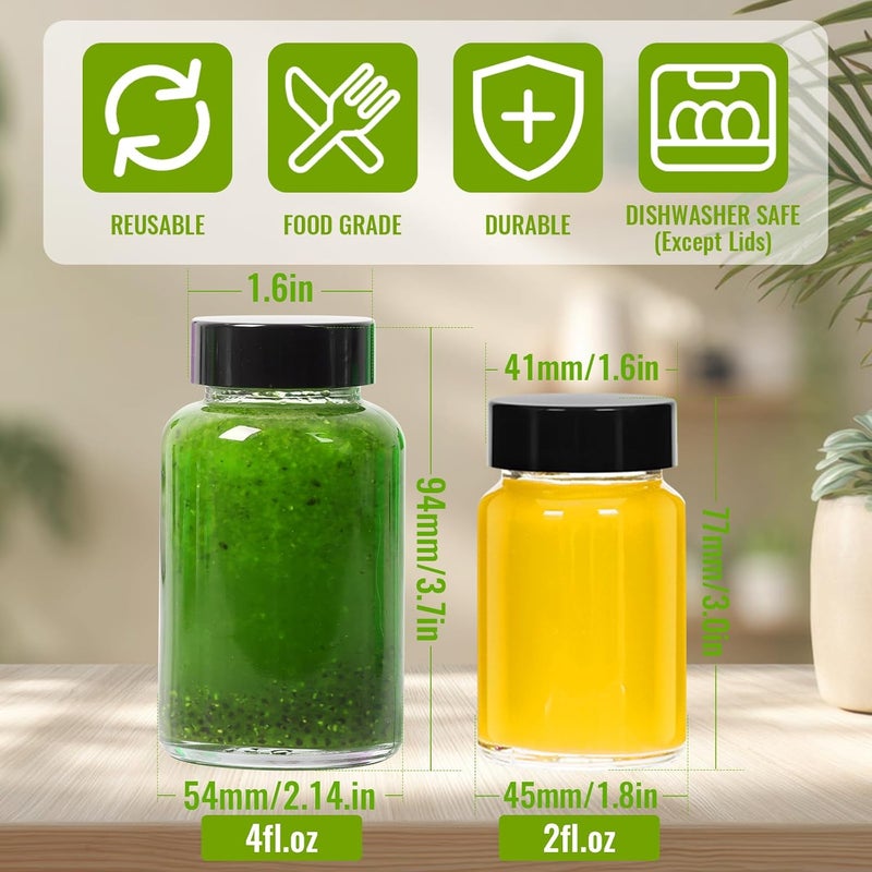 Alotpower 4oz Ginger Shots Bottles 16Pack- Portable Leakproof 4 oz Glass Jars with Lids- Glass Juice Shot Bottles with Caps for Wellness Shot(4 fl. oz, Set of 16) - Image 4