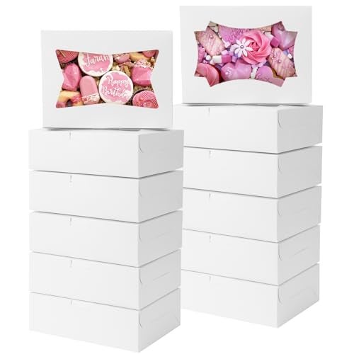 TOMNK 50pcs Cookie Boxes with Window, 8x6x2.5 Inches 2 Style Window Bakery Boxes for Treats, Chocolate Covered Strawberries, Muffins, Donuts - Image 1