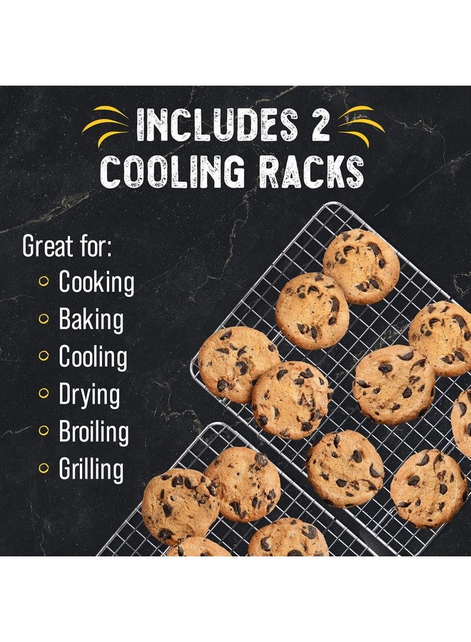Checkered Chef Cooling Rack for Cooking and Baking - 11 ¾" x 17 Set of 2 Stainless Steel, Oven Safe Grid Wire Cookie Cooling Racks - Image 2
