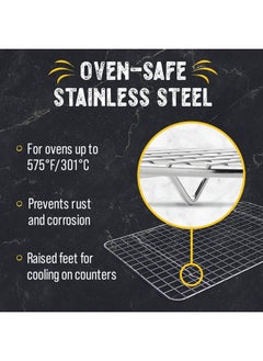 Checkered Chef Checkered Chef Cooling Rack for Cooking and Baking - 11 ¾" x 17 Set of 2 Stainless Steel, Oven Safe Grid Wire Cookie Cooling Racks  - Image 4
