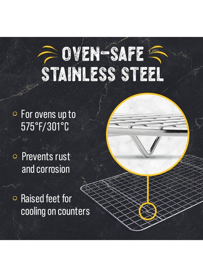 Checkered Chef Cooling Rack for Cooking and Baking - 11 ¾" x 17 Set of 2 Stainless Steel, Oven Safe Grid Wire Cookie Cooling Racks - Image 4