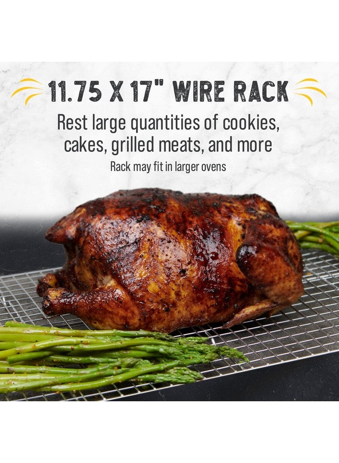Checkered Chef Cooling Rack for Cooking and Baking - 11 ¾" x 17 Set of 2 Stainless Steel, Oven Safe Grid Wire Cookie Cooling Racks - Image 3