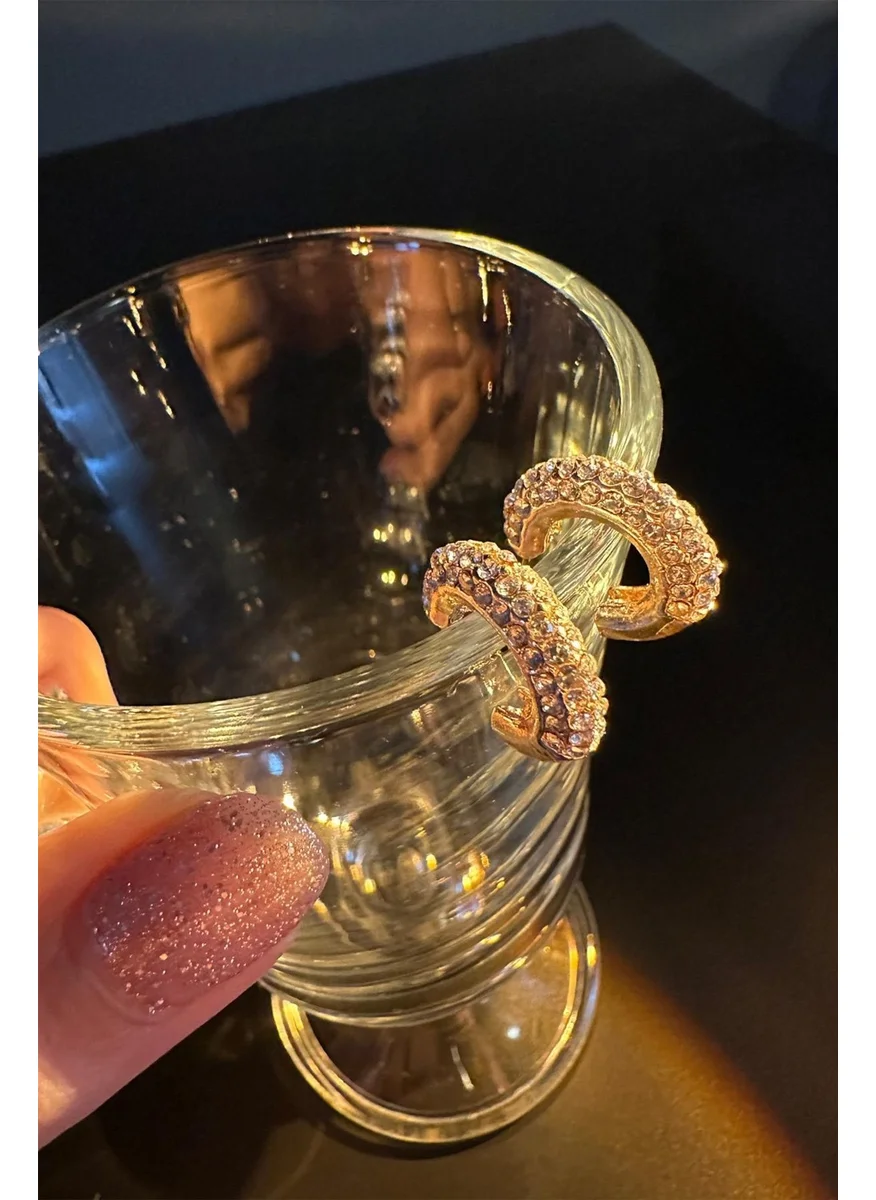 باهلس Gold Mini Zircon Stone Hoop Earrings