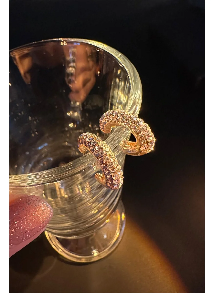 باهلس Gold Mini Zircon Stone Hoop Earrings