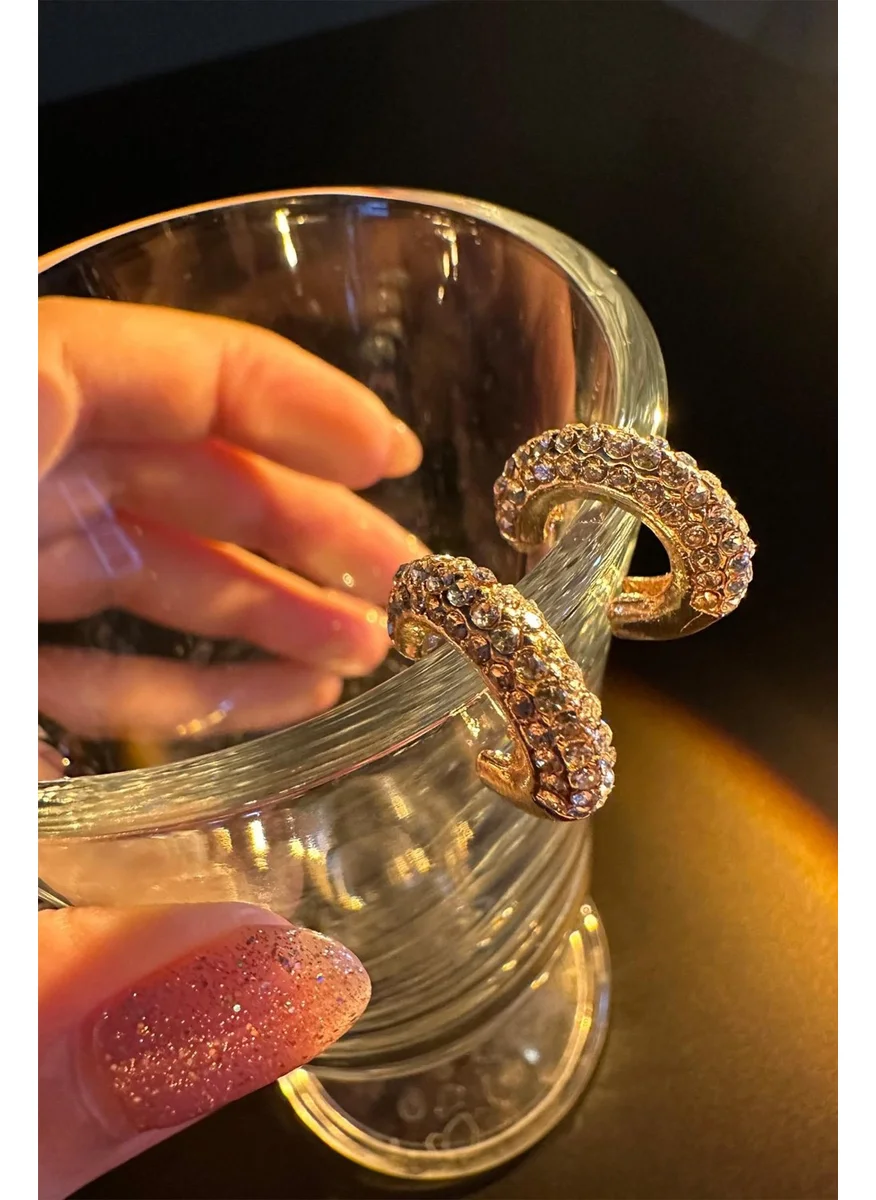 باهلس Gold Mini Zircon Stone Hoop Earrings